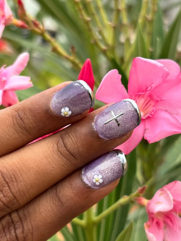 Purple glitter nails