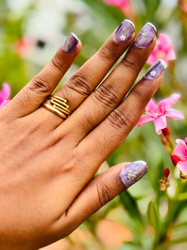 Purple nail art full hand