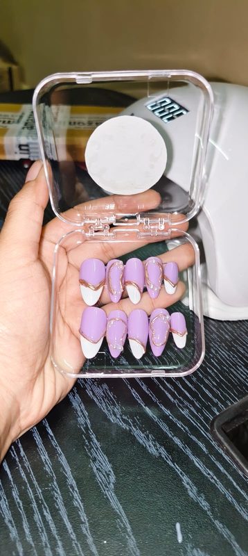 Purple French tip press-on nails Chennai